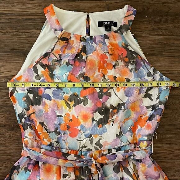 Ignite Evenings Halter Neck Floral High Low Maxi Dress Pink Purple Orange 16 - Picture 12 of 14